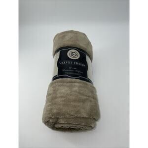 London Landing Velvet Throw Blanket 50" X 60" Tan
